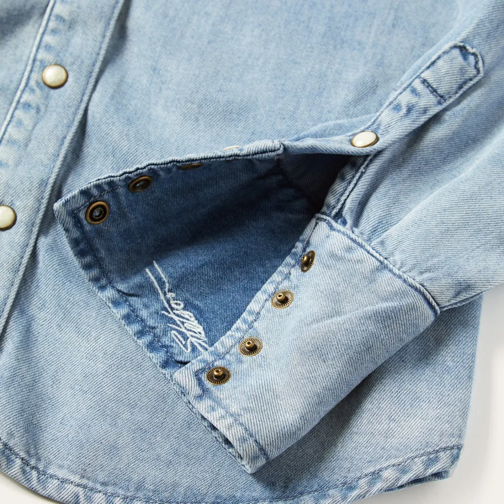 Curved Yoke Western Denim Top