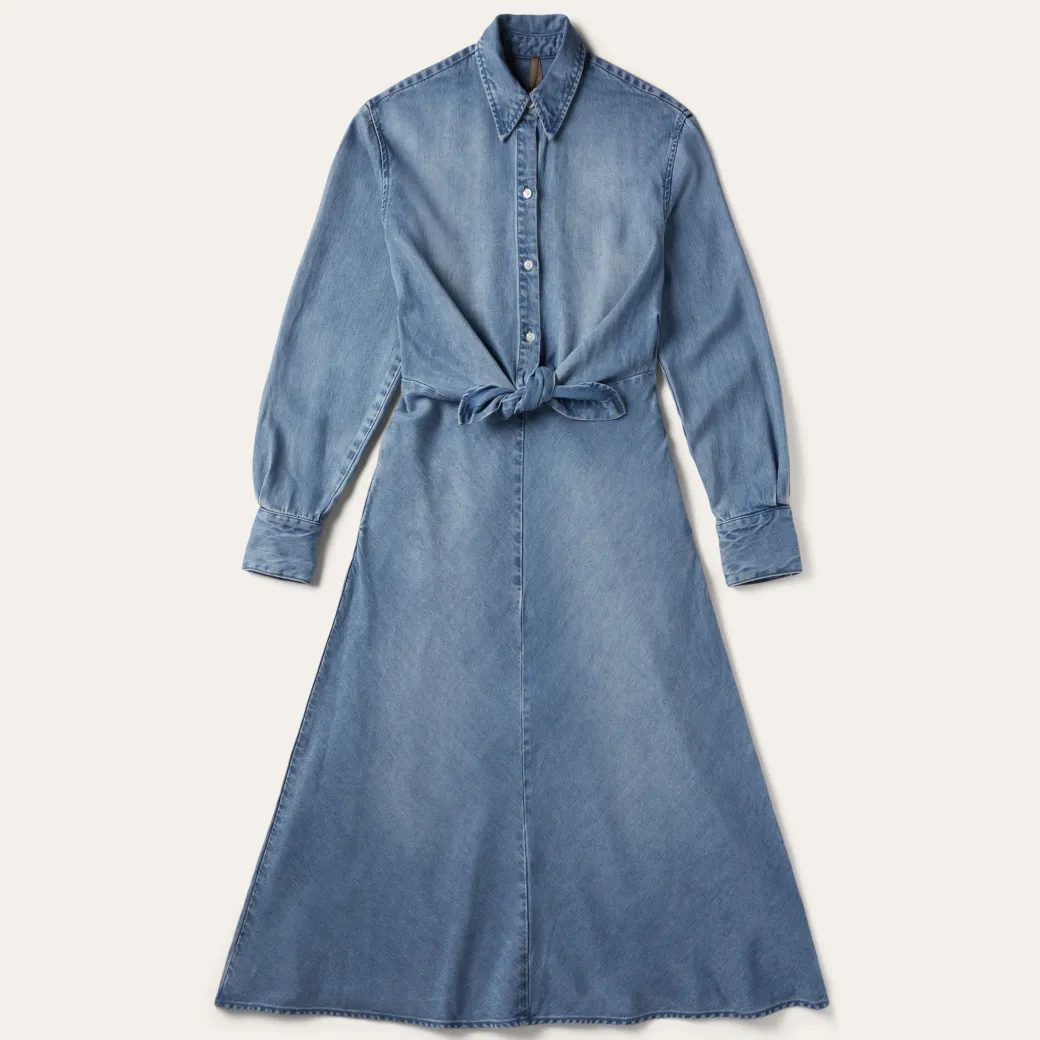 Denim Tencel Tie-Front Dress