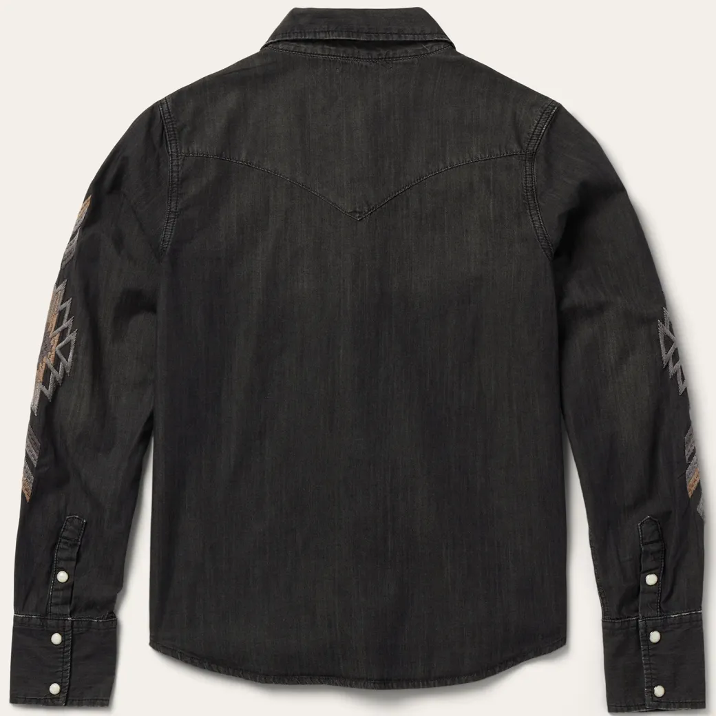 Embroidered Black Denim Shirt