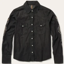 Embroidered Black Denim Shirt