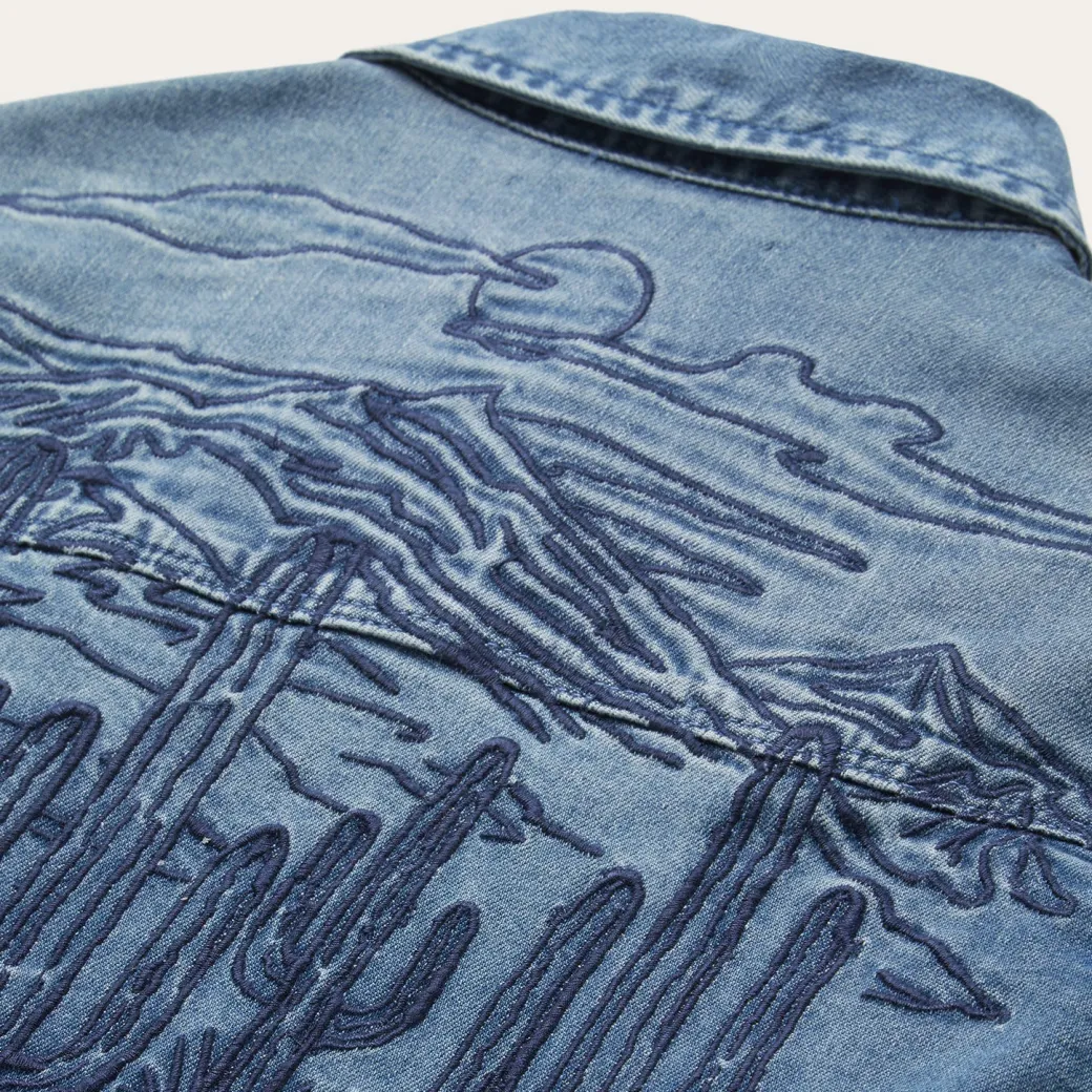 Embroidered Boyfriend Fit Denim Shirt