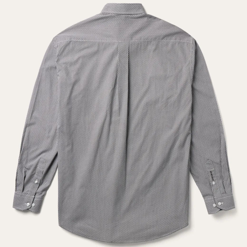 Grey Geo Print Button Front Shirt