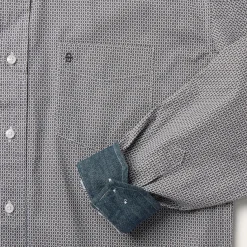 Grey Geo Print Button Front Shirt
