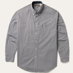 Grey Geo Print Button Front Shirt