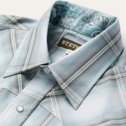 Grey Sky Ombre Plaid Western Shirt