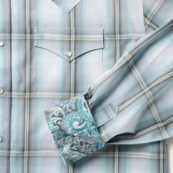Grey Sky Ombre Plaid Western Shirt