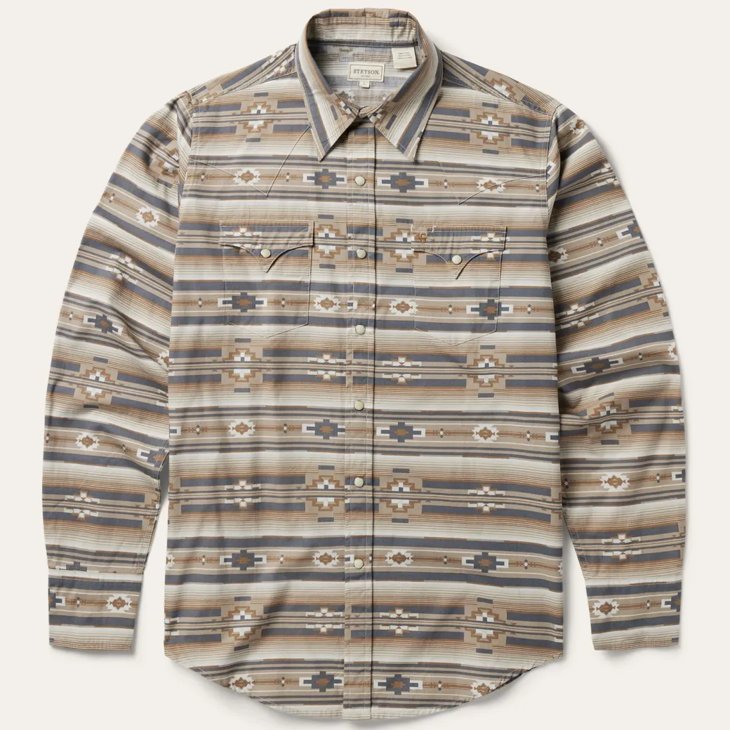 Horizontal Aztec Print Western Shirt