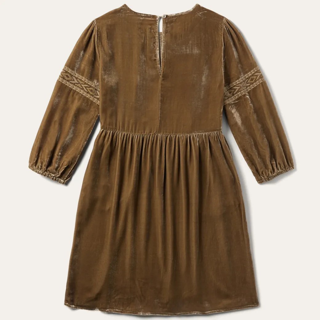 Khaki Velvet Babydoll Dress