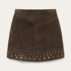 Lamb Suede Skirt with Nailheads