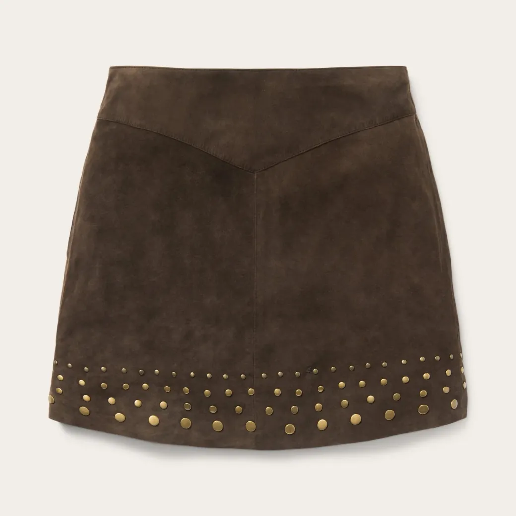 Lamb Suede Skirt with Nailheads