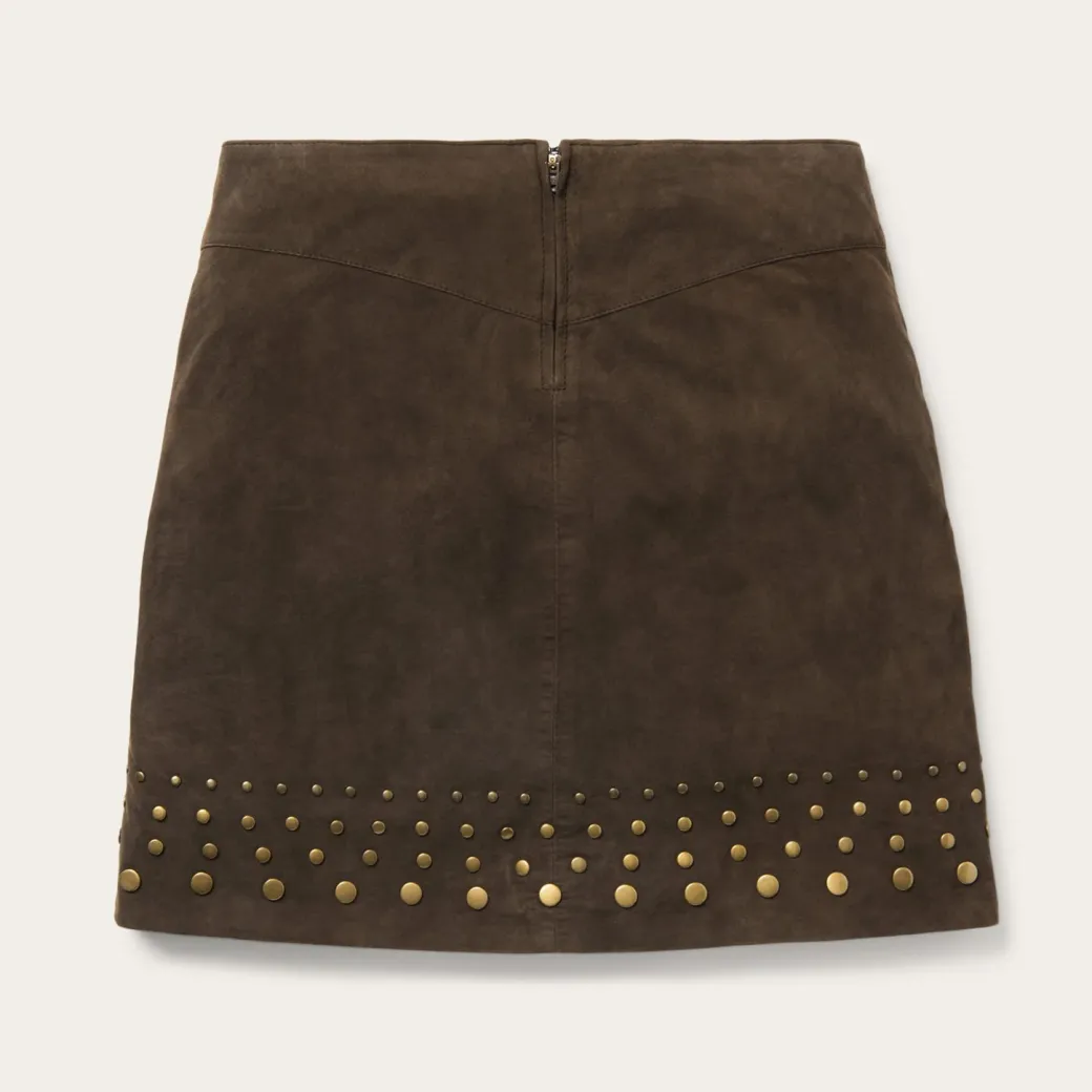 Lamb Suede Skirt with Nailheads