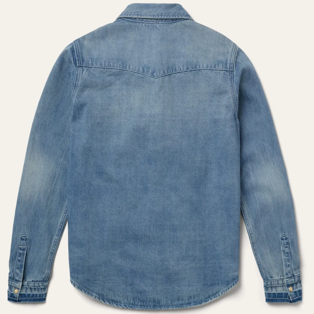 Loose Fit Denim Snap-Front Shirt