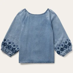 Lyocell Denim Snap Front Blouse