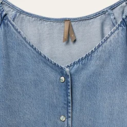 Lyocell Denim Snap Front Blouse