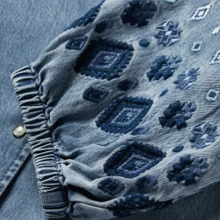 Lyocell Denim Snap Front Blouse