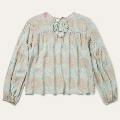 Mandala Print Peasant Blouse