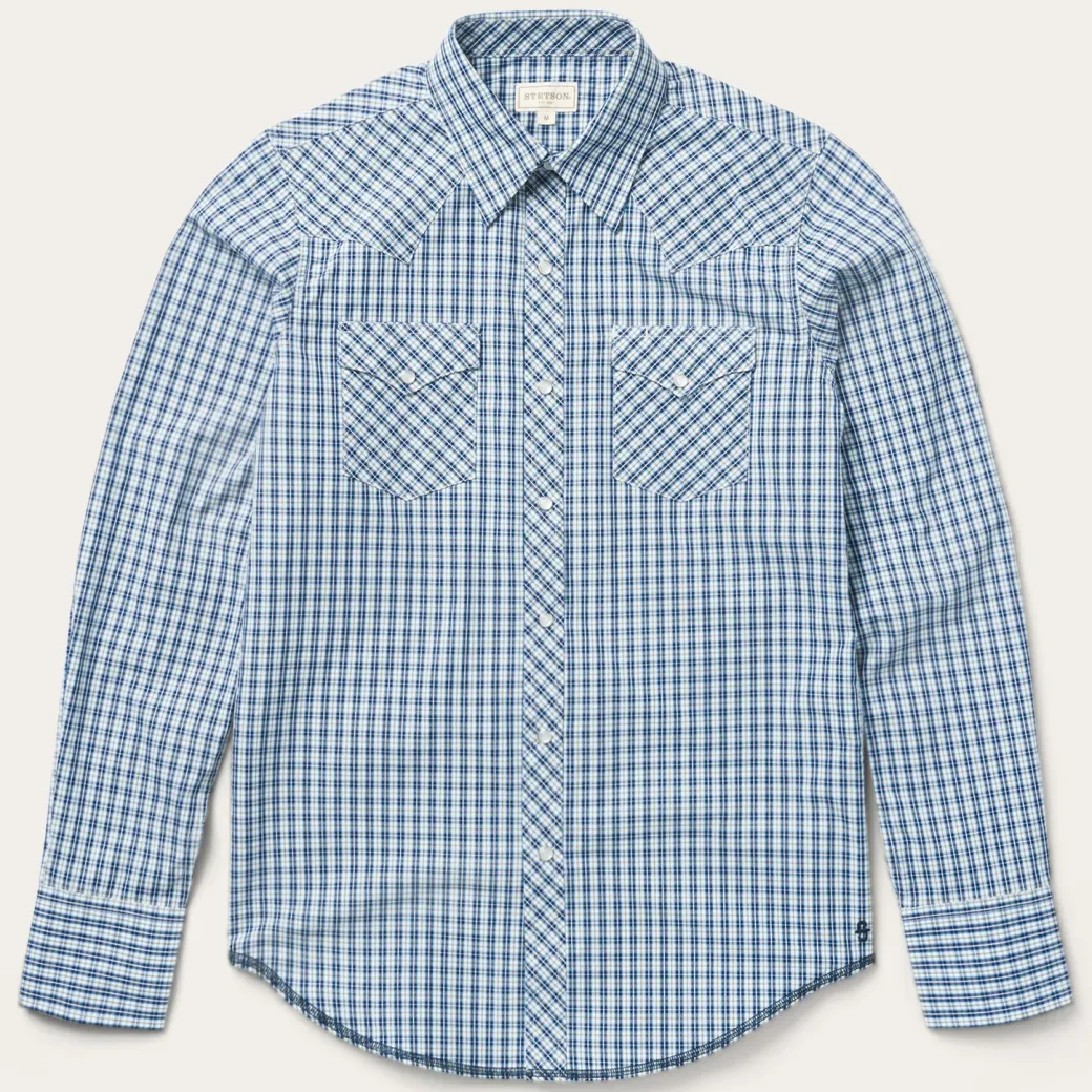 Modern Snap Front Shirt in Mini Check