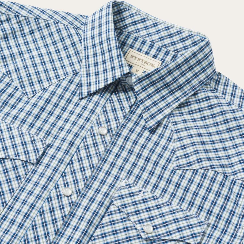 Modern Snap Front Shirt in Mini Check