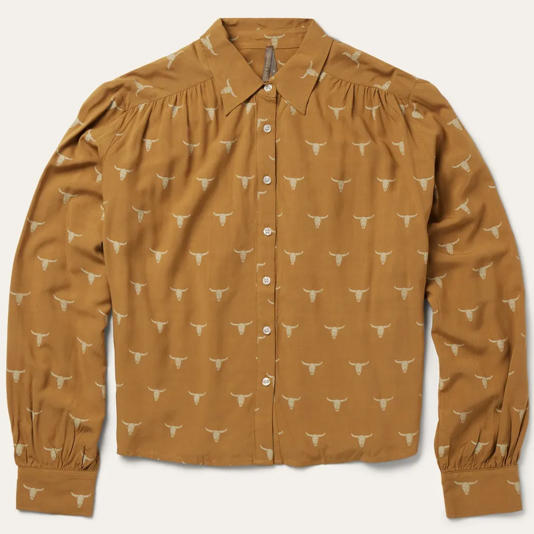 Mojave Longhorn Print Poet Blouse