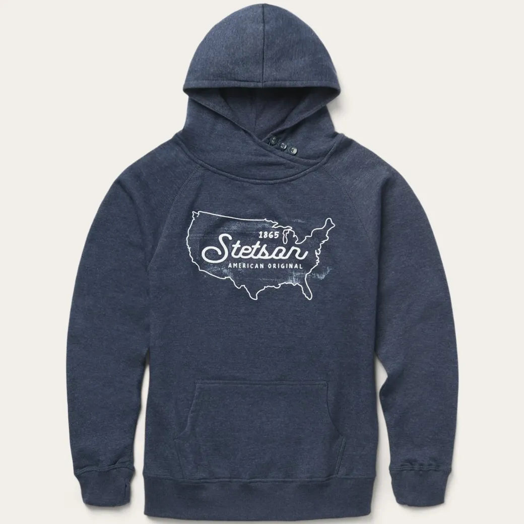 Navy Heather Fleece Knit Hooded Sweatshirt