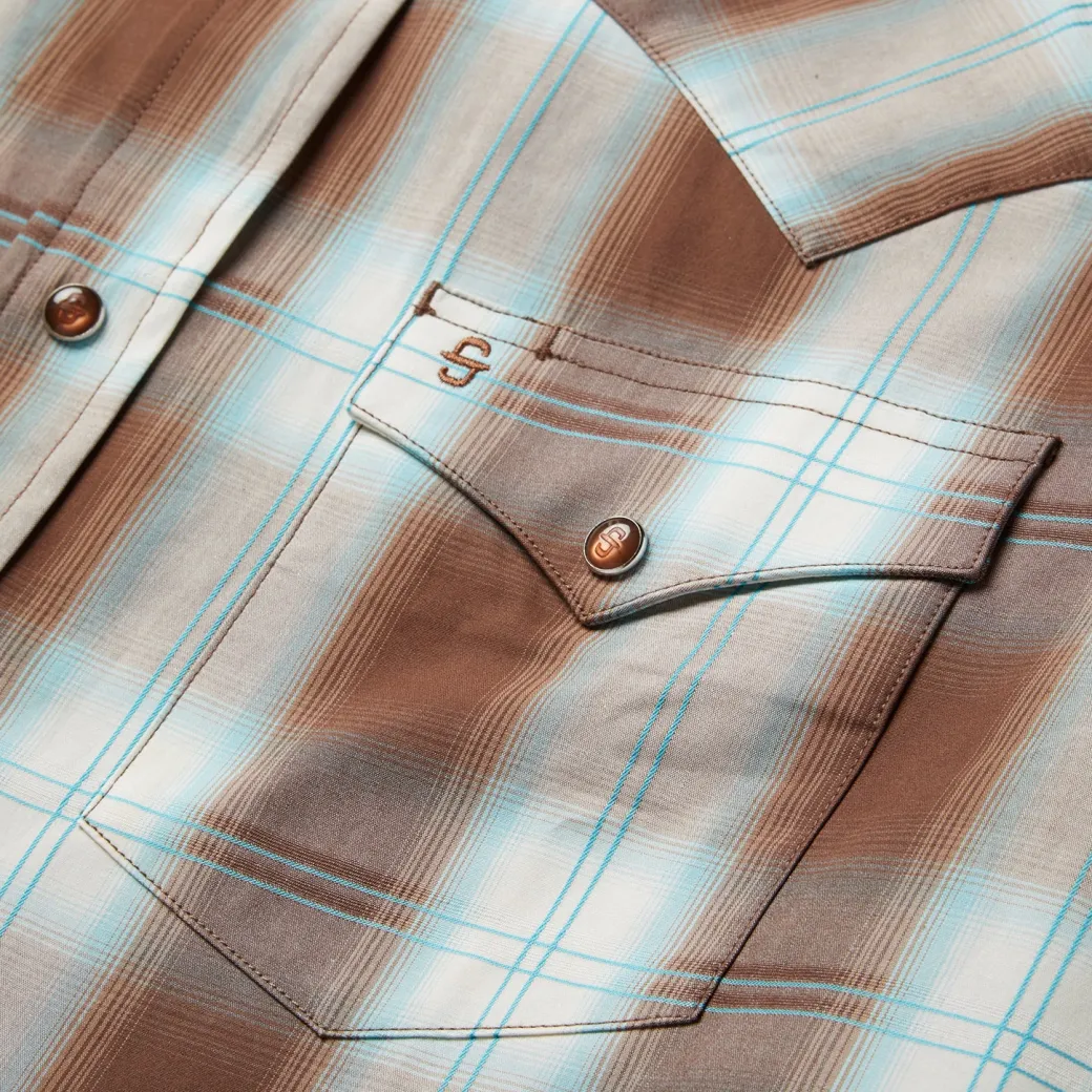 Sand Ombre Plaid Western Shirt