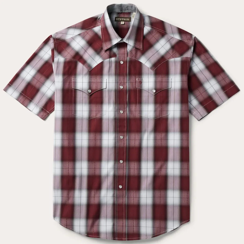 Shadow Plaid Short Sleeve Western Shirt
