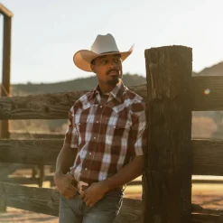 Shadow Plaid Short Sleeve Western Shirt