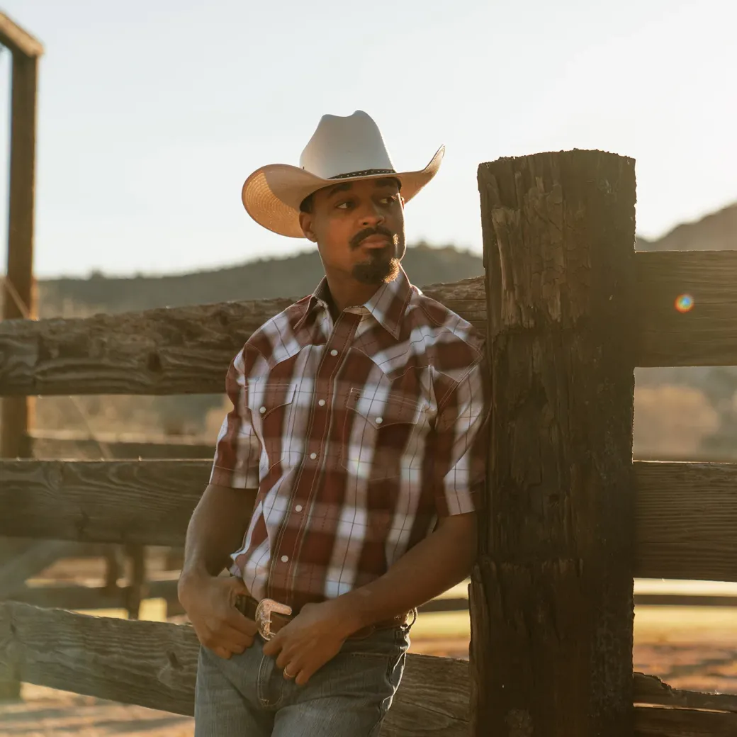 Shadow Plaid Short Sleeve Western Shirt