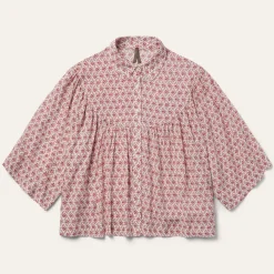 Short-Sleeved Cottage Floral Blouse