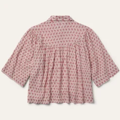Short-Sleeved Cottage Floral Blouse