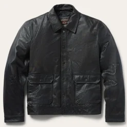 Snap Front Leather Jacket