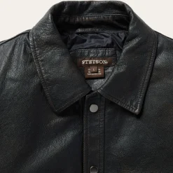 Snap Front Leather Jacket