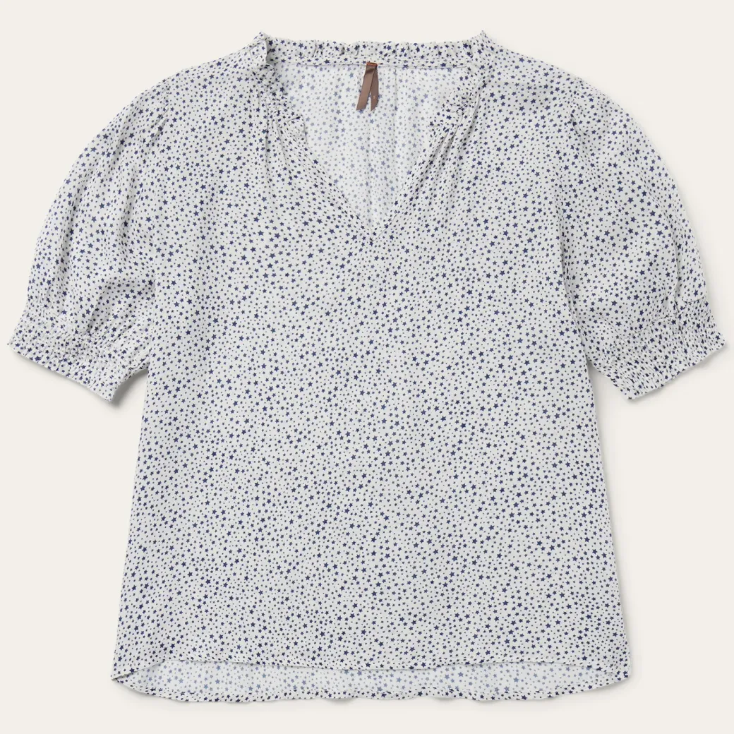 Stars Print Peasant Blouse