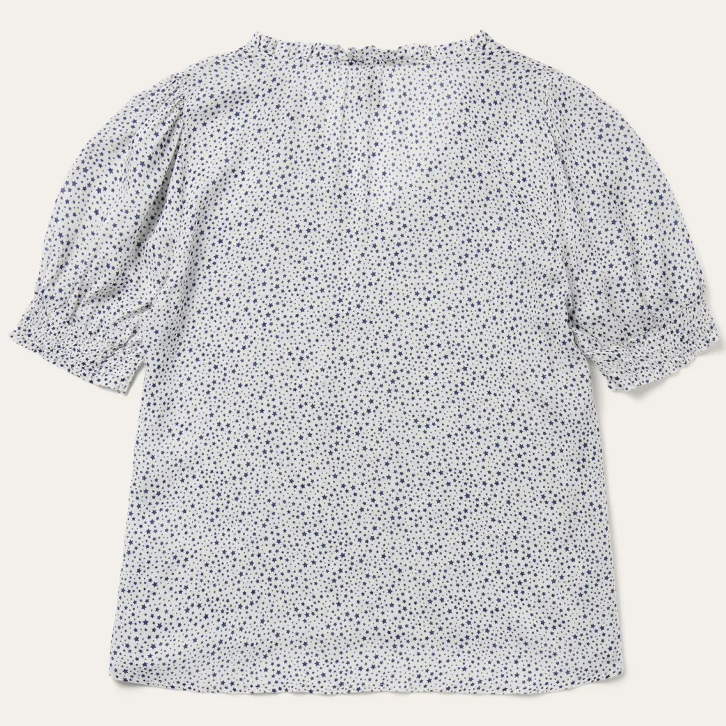 Stars Print Peasant Blouse