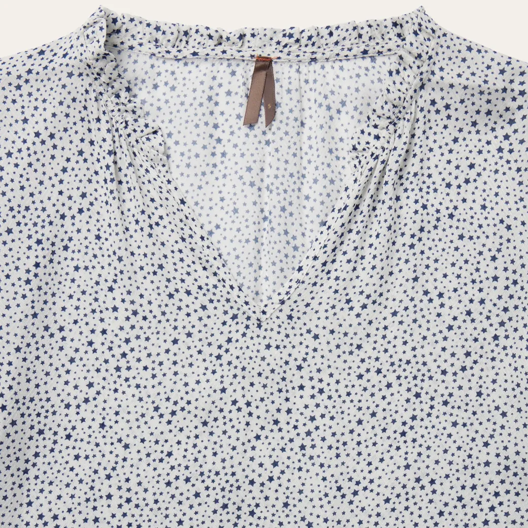 Stars Print Peasant Blouse