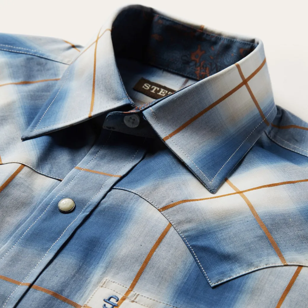 Steel Ombre Plaid Western Shirt