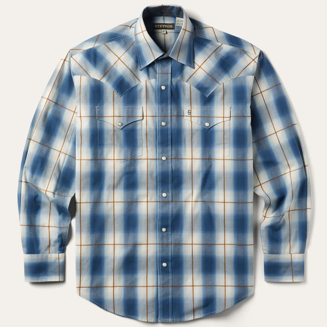 Steel Ombre Plaid Western Shirt