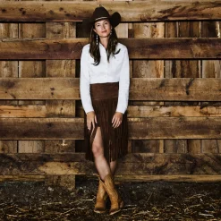 Suede Fringed Skirt