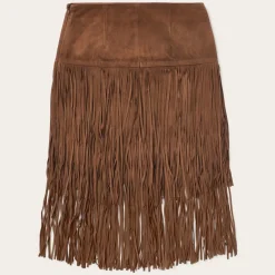 Suede Fringed Skirt