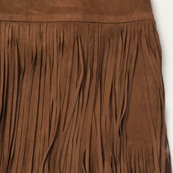 Suede Fringed Skirt