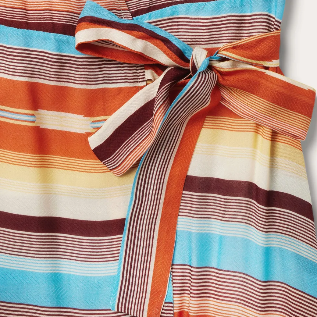 Sunset Serape Print Rayon Herringbone Wrap Front Dress