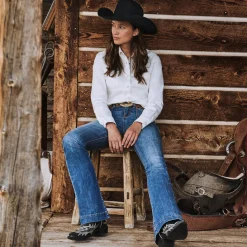 Tina Black  White Flame Embroidered Cowboy Boot