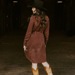 Tobacco Tencel Western Dress