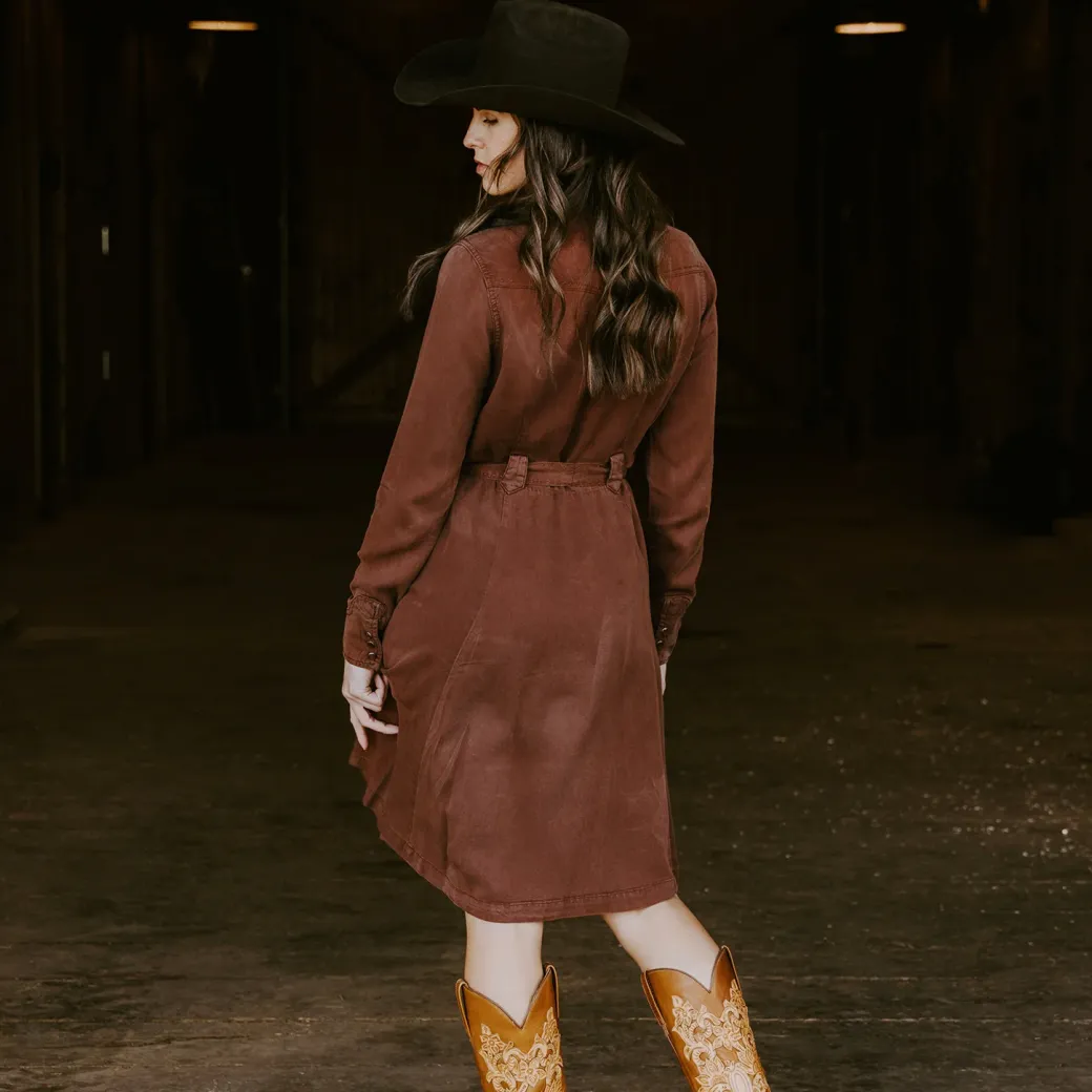 Tobacco Tencel Western Dress