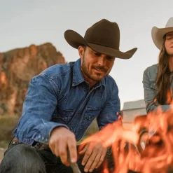 Turquoise Snap Western Denim Shirt