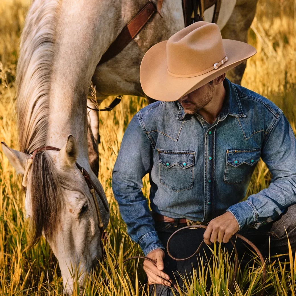Turquoise Snap Western Denim Shirt