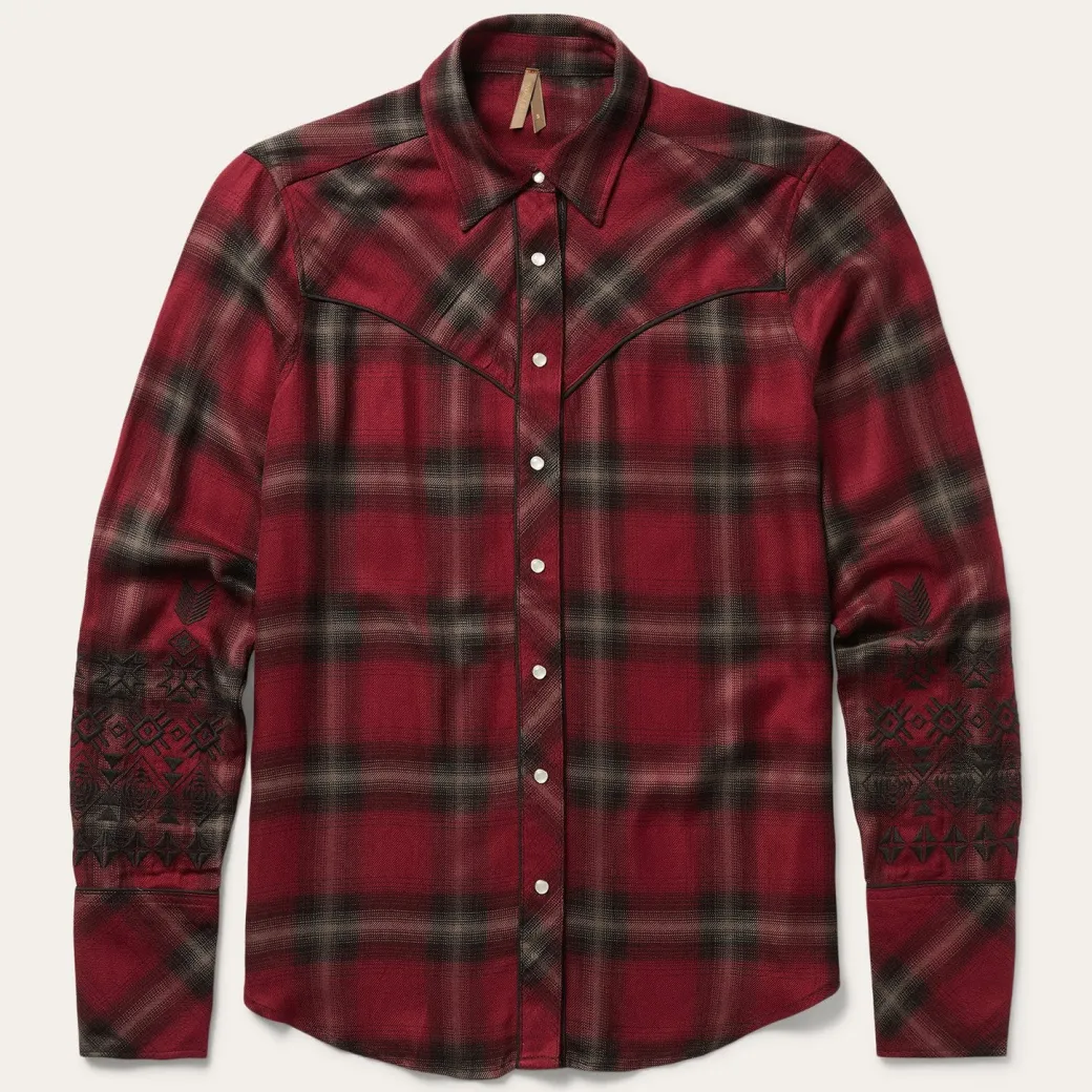 Western Plaid Wine Blouse