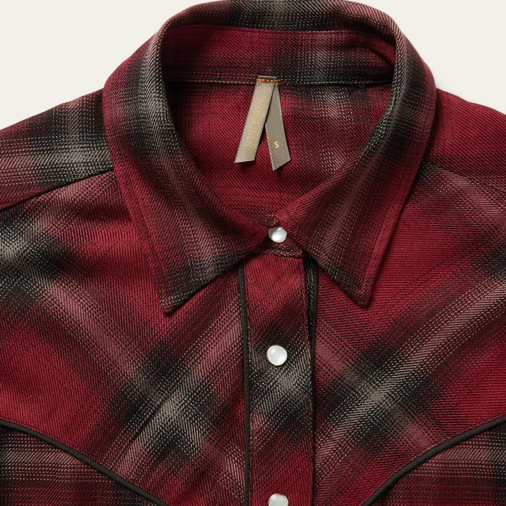 Western Plaid Wine Blouse