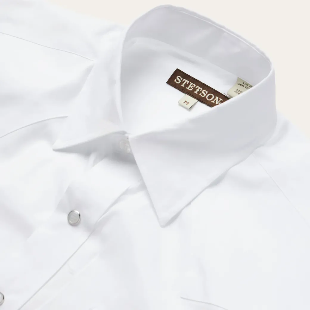 White Pinpoint Oxford Western Shirt