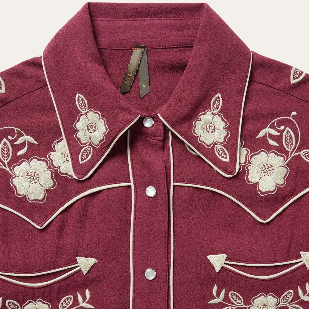 Wine Classic Western Snap Blouse